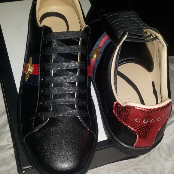 gucci black ace bee sneakers